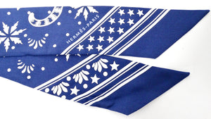 Hermes Blue "Les Leopards" Silk Twilly