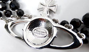 Vivienne Westwood Thee-Row Black Agate Crystal Beaded Orb Choker Necklace