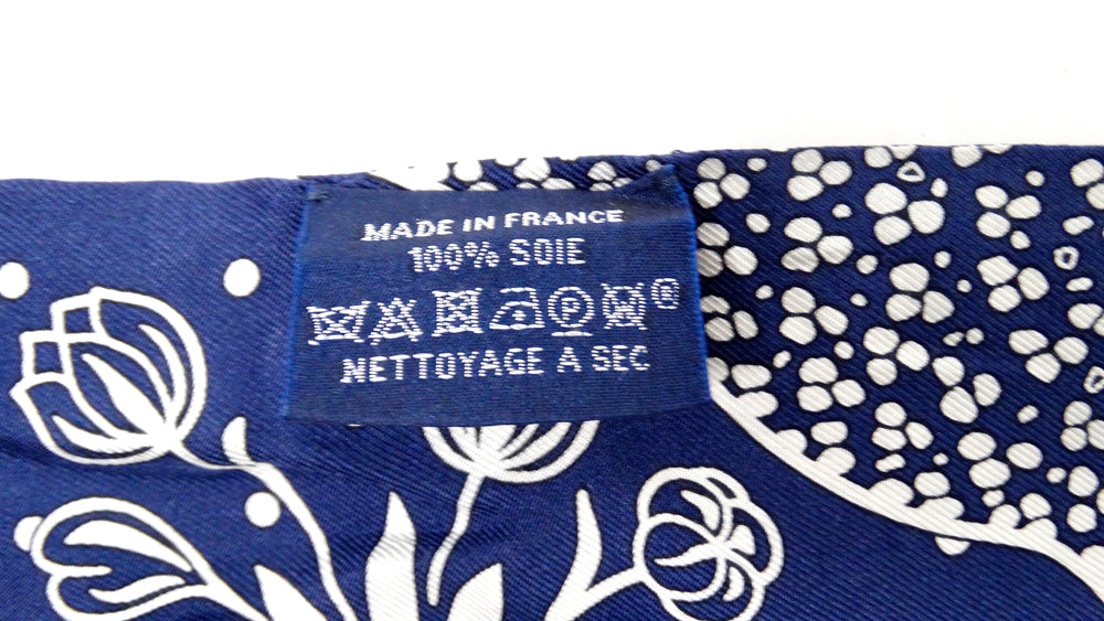 Hermes Blue "Les Leopards" Silk Twilly