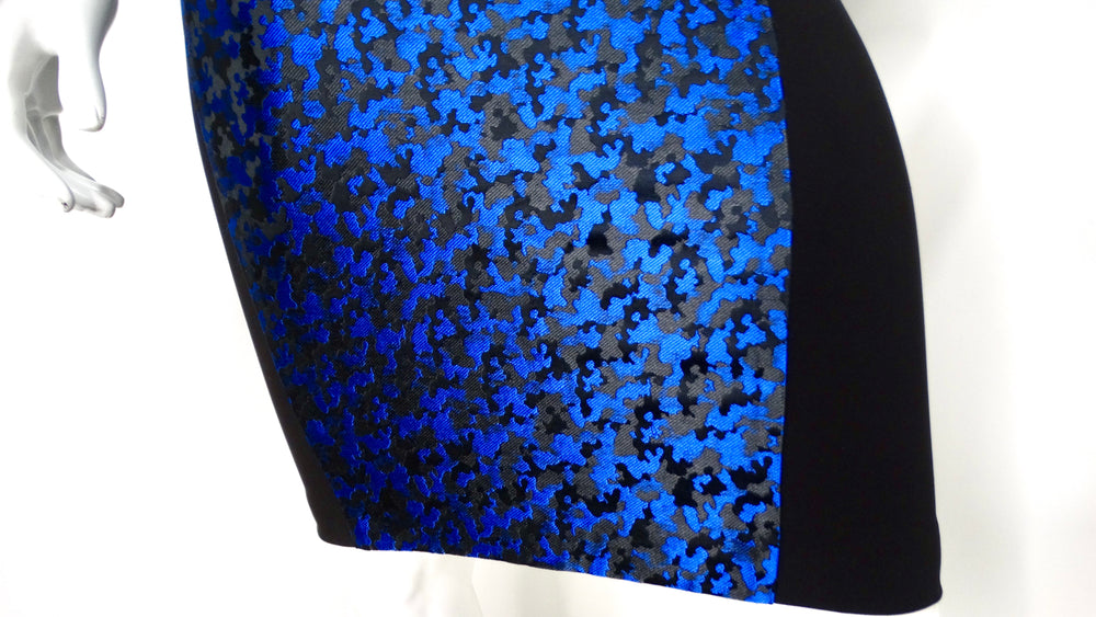 Michael Kors Blue & Black Camouflage Print Midi Dress