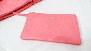 Chanel 22 Small Coral Shiny Quilted Calfskin Tote Bag