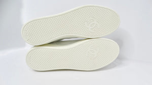 Chanel White & Black Calfskin Leather Sneakers