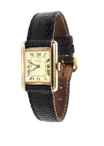 Cartier Tank "Must de Cartier" Black Leather Wrist Watch circa 1970s
