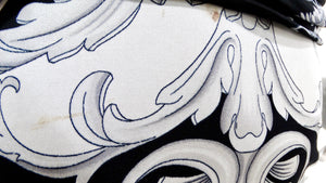 Versace Black & Grey Baroque Print Halter Dress
