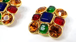 1980s Chanel Large Multicolor Gripoix Gold Tone Earrings