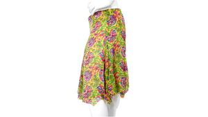 Y2K Ralph Lauren Silk Yellow Floral Print Skirt