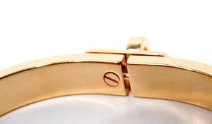 Hermes Clic Kelly 18k Gold Plated & White Enamel Bangle Bracelet