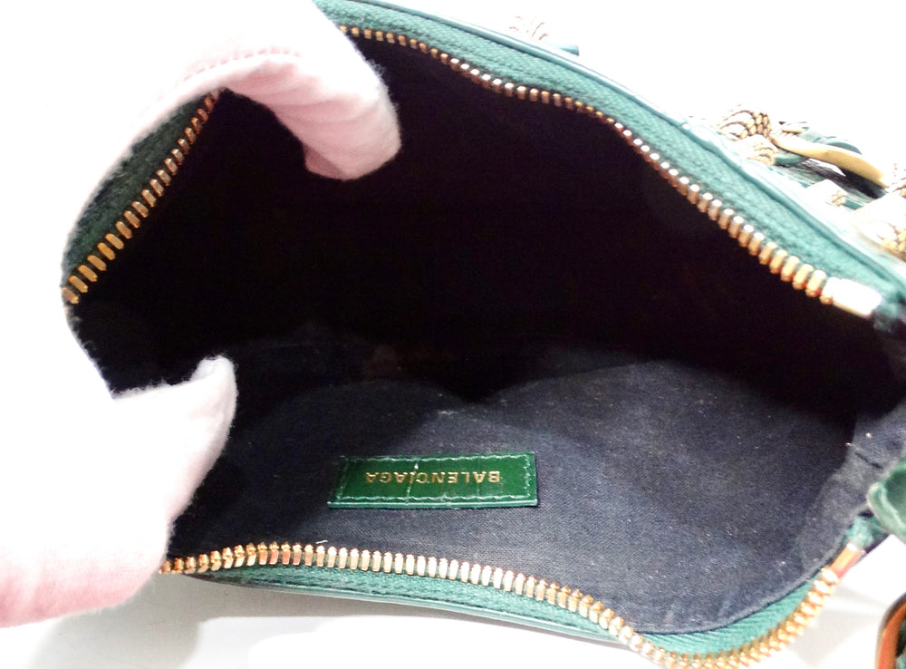 Balenciaga Le Cagole Green Leather Croc Embossed Shoulder Bag circa 2022