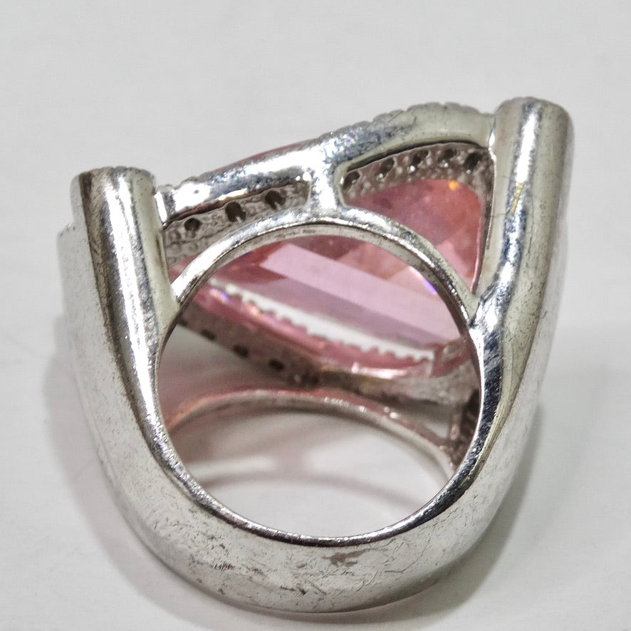 Pink Synthetic Sapphire Silver Ring