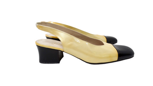 1997 Chanel Yellow Patent Leather Slingback Pumps