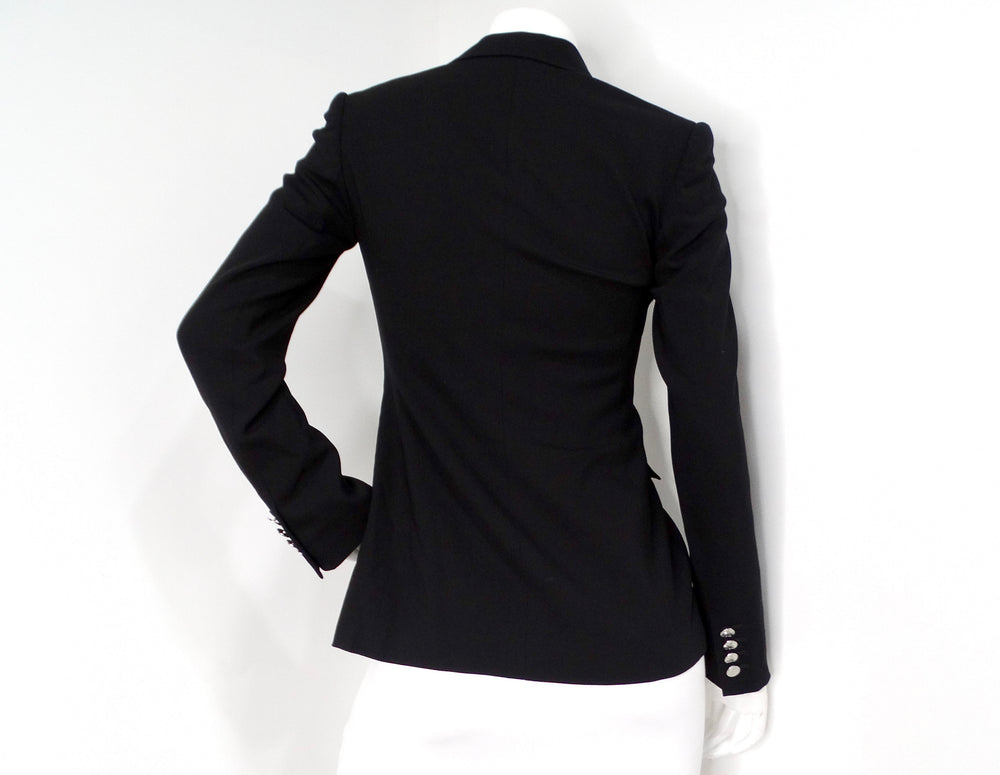 Ralph Lauren Purple Label Black Wool Blend Double-Breasted Blazer