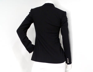Ralph Lauren Purple Label Black Wool Blend Double-Breasted Blazer