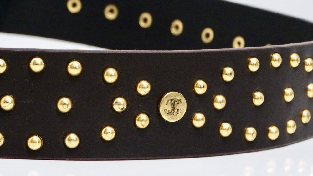 Roberto Cavalli Brown Leather Studded Belt