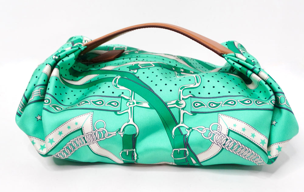 Hermes Balusoie Green Print Silk Scarf & Leather Handbag circa 2023