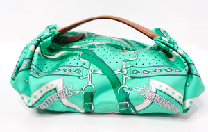 Hermes Balusoie Green Print Silk Scarf & Leather Handbag circa 2023