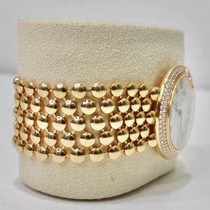 Cartier Ballon Blanc 18 Karat Gold Diamond Bezel Mother of Pearl Dial Watch