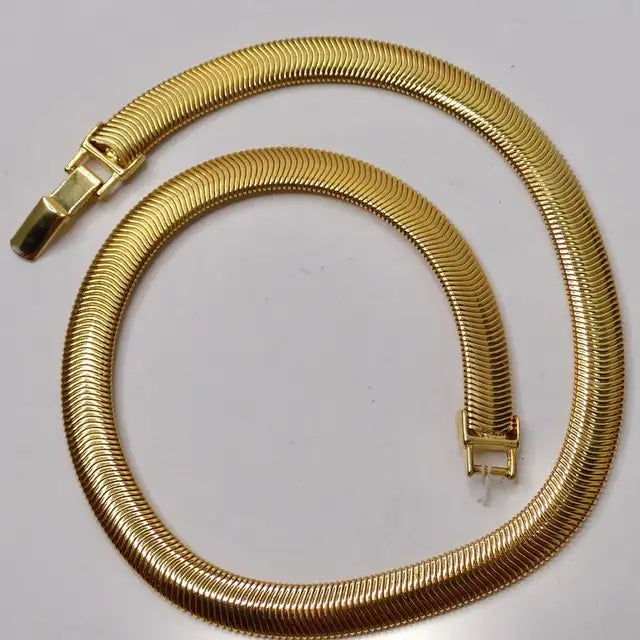 1980s Herringbone 18K Gold Plated Necklace