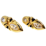18K Gold Plated Rhinestone 1970s Clip On Earrings