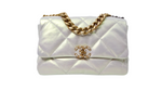 Chanel 19 Pearly White Iridescent Calfskin Flap Bag
