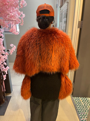 Burnt Orange Fox Fur Stole Shawl circa 1980s