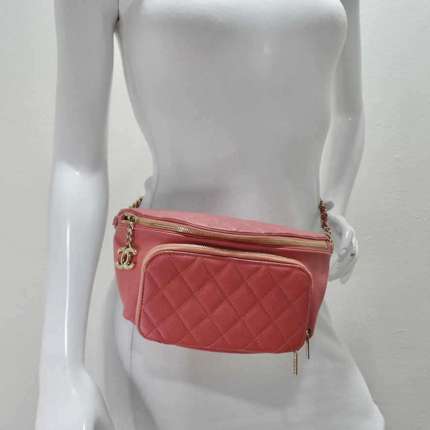 CHANEL Coral Caviar Quilted Business Affinity Waist Bag - The Purse Ladies