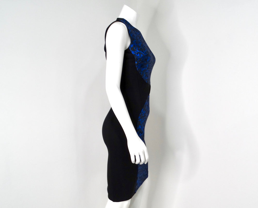 Michael Kors Blue & Black Camouflage Print Midi Dress