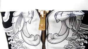 Versace Black & Grey Baroque Print Halter Dress