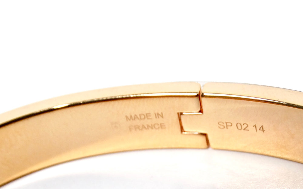 Hermes Clic Kelly 18k Gold Plated & White Enamel Bangle Bracelet