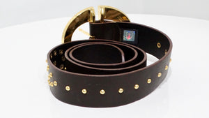 Roberto Cavalli Brown Leather Studded Belt