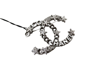 Chanel Crystal Star Interlocking CC Ruthenium Brooch 2022