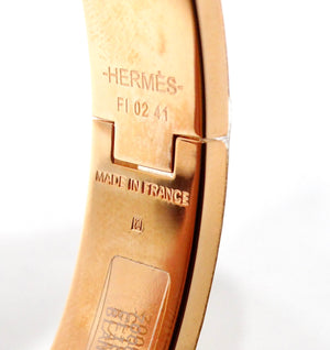 Hermes Clic H 18k Gold Plated & White Enamel Bangle Bracelet