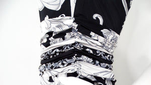 Versace Black & Grey Baroque Print Halter Dress