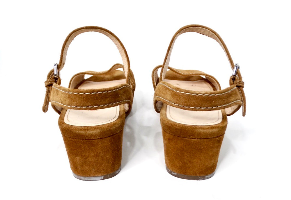 Prada Brown Suede Platform Wedge Sandals