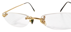 Tiffany & Co. Clear Gold Plated Rimless Eyeglasses With Crystal Details