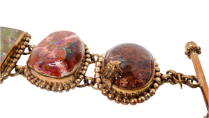 1998 Stephen Dweck Natural Gemstone Brass & Sterling Silver Toggle Bracelet