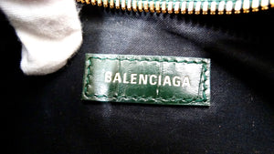 Balenciaga Le Cagole Green Leather Croc Embossed Shoulder Bag circa 2022