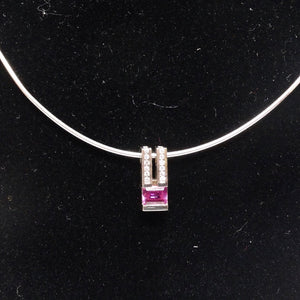 Pink Sapphire Diamond Necklace 1980s 14K Gold
