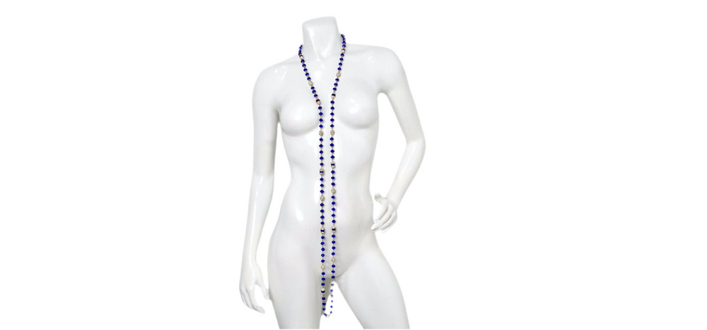 Chanel Long Blue Gripoix Glass Beaded Necklace circa 1970s