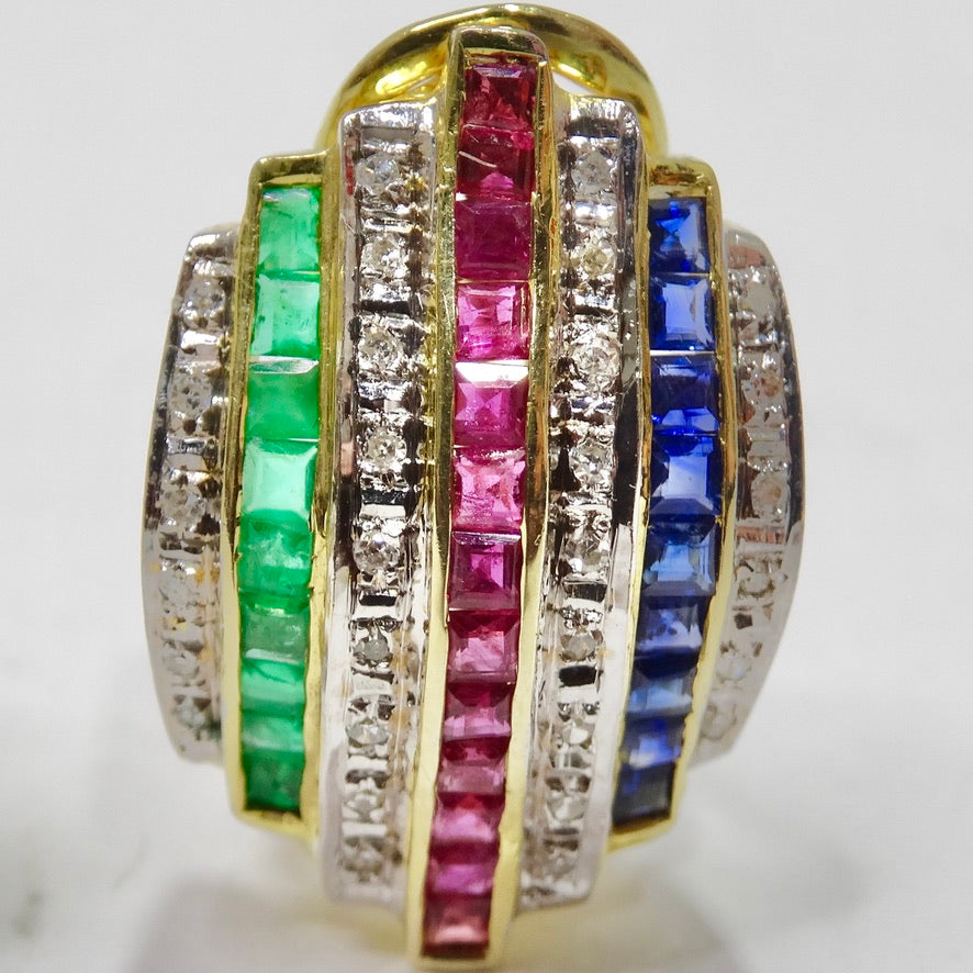 Bellari Diamond, Emerald, Ruby and Sapphire Earrings