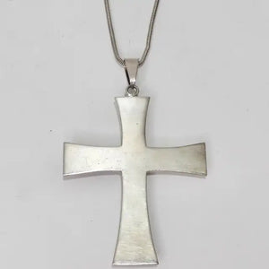 1980s Silver Cross Multi Stone Necklace