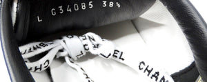 Chanel White & Black Calfskin Leather Sneakers