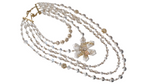 Chanel 5 Layered Pearl Beaded Flower Motif Necklace