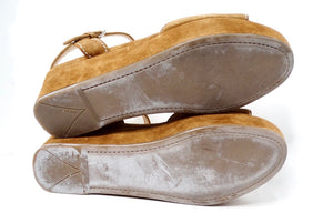 Prada Brown Suede Platform Wedge Sandals