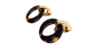 John Galliano for Christian Dior Tortoise Clip-On Hoop Earrings circa Y2K