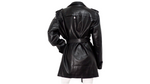 Vintage 1990s Black Leather Trench Mini Dress Jacket With Belt