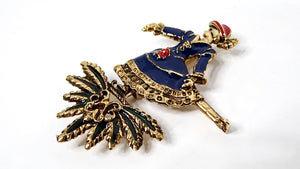 1992 Hermes "Skater" Gołd Tonę Enamel Brooch
