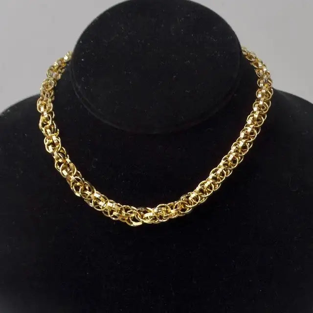 1980S 18K Gold Plated Rope Chain Choker Necklace