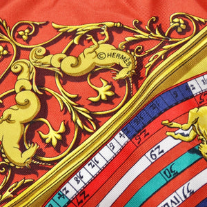 Vintage Colorful Silk Scarf Chinese Zodiac Print Scarf Large 