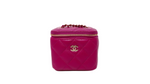 Chanel Fuchsia Quilted Lambskin Mini Vanity Bag With Chain