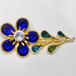Gold Synthetic Stone Flower Brooch